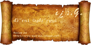 Örsi Györgyi névjegykártya